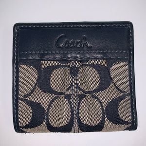 Small Navy Blue & Tan Coach Wallet